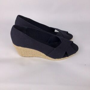 Chaps Dakota‎ Wedge Espadrilles Navy womens size 10